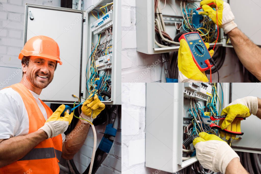 Electricista revisando un tablero eléctrico con equipo de protección